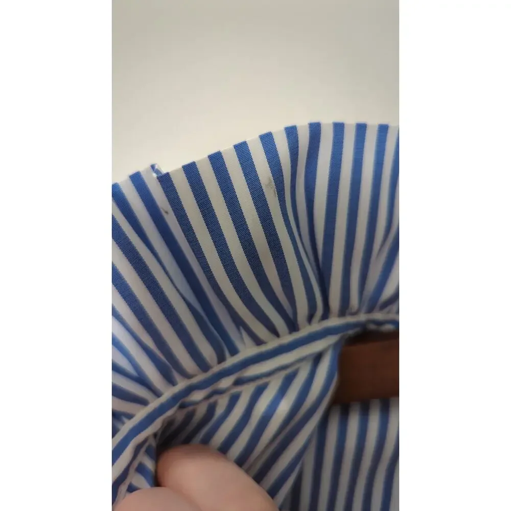 Tuckernuck Striped Ruffle High Neck 3/4 Sleeve Blouse - Picture 6 of 6
